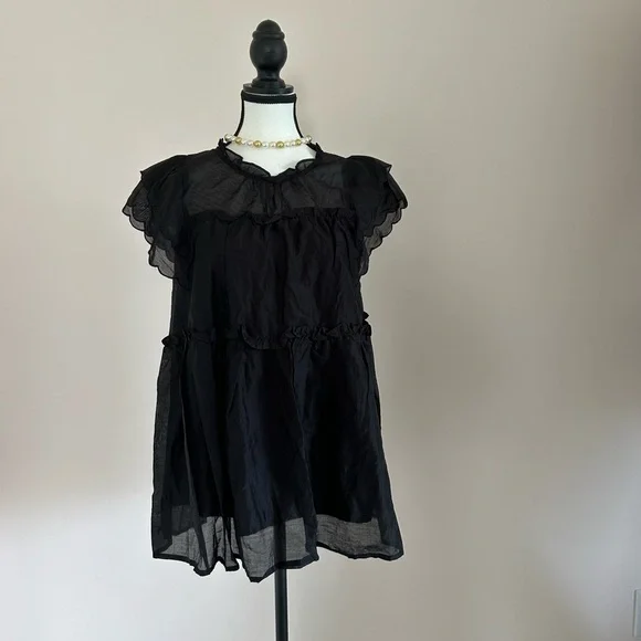 *NEW Flutter Sleeve Top in Cotton-Silk Voile - Picture 2 of 6